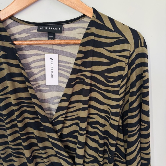 Lane Bryant Ruched Side Matte Jersey Zebra Print Dress NWT Size 22/24 - Picture 4 of 7